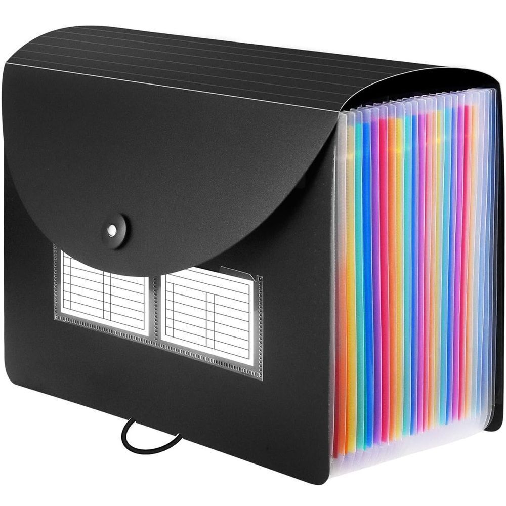 24 Pockets Expanding File Folder with Blank Labels, According File Organizer